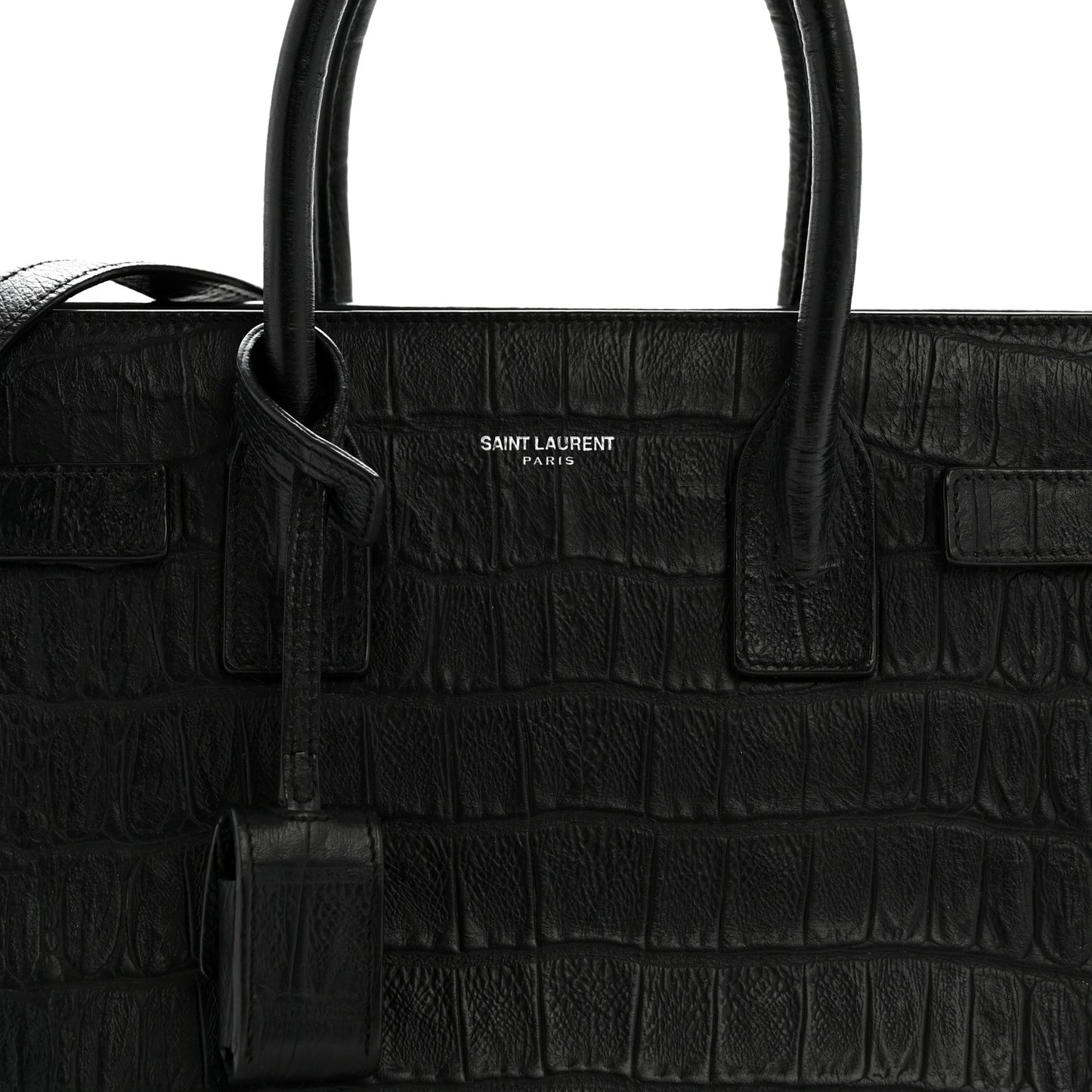 Calfskin Crocodile Embossed Baby Sac De Jour Black