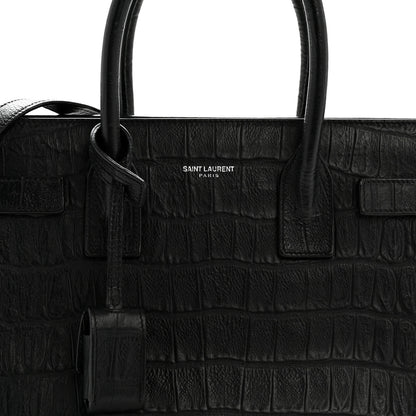 Saint Laurent Calfskin Crocodile Embossed Baby Sac De Jour Black 8 of 14