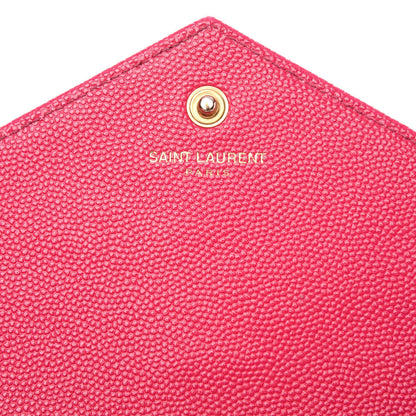 Saint Laurent Grain De Poudre Matelasse Chevron Monogram Chain Wallet Bubblegum 5 of 13