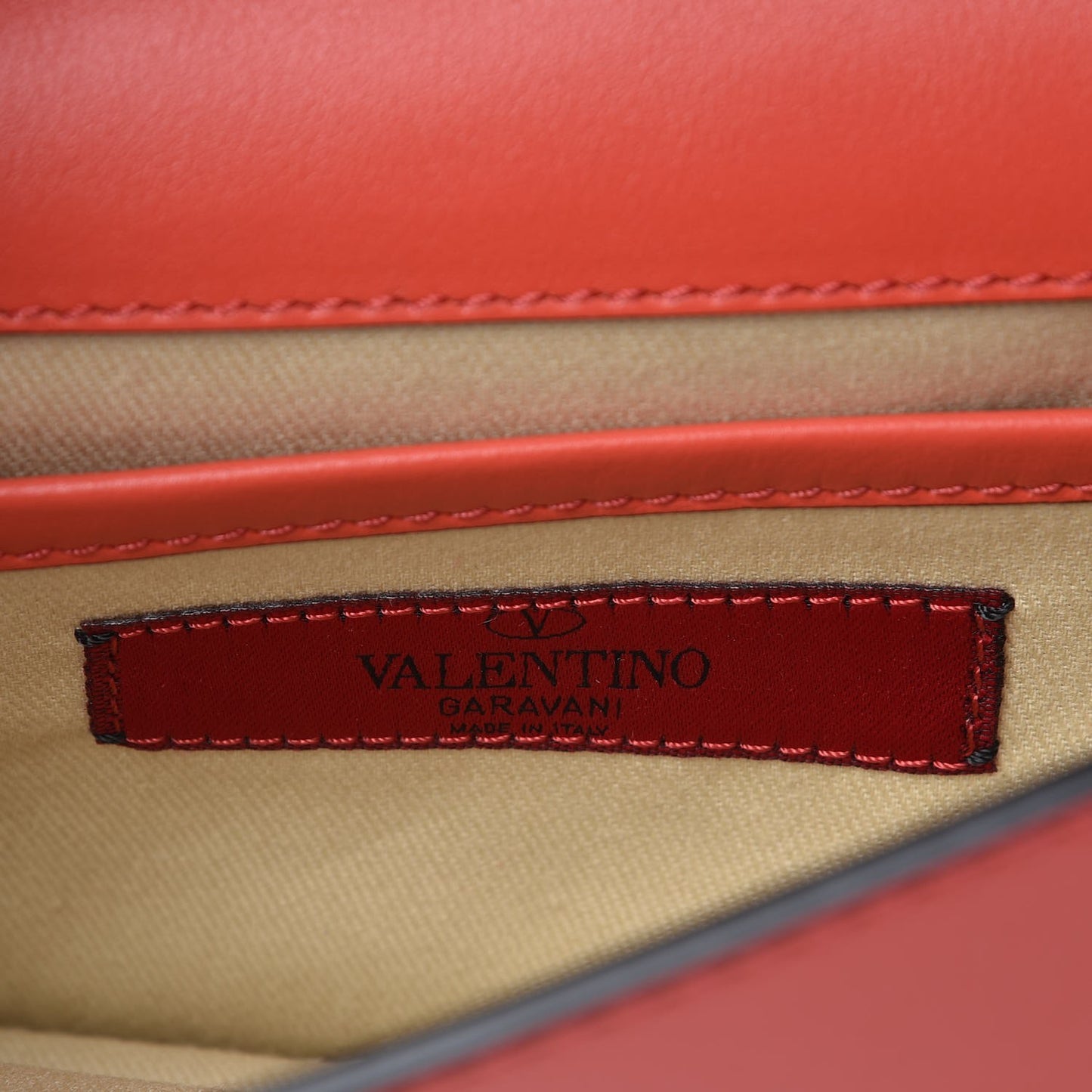 Calfskin Rockstud Crossbody Messenger Bag Deep Coral