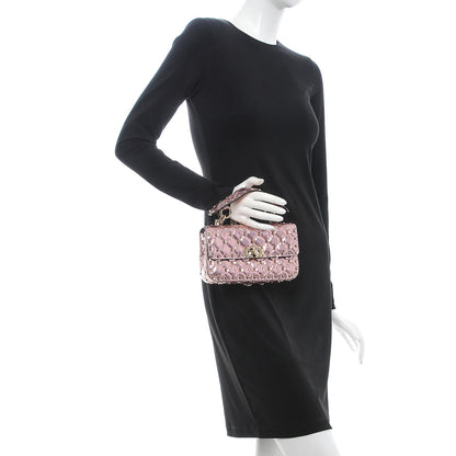 Valentino Garavani Metallic Wrinkled Lambskin Small Rockstud Spike Shoulder Bag Lipstick 4 of 8