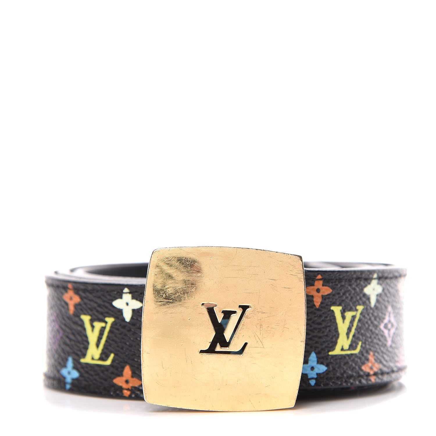 Louis Vuitton Monogram Multicolor LV Cut Reversible Belt 80 32 Black 1 of 7