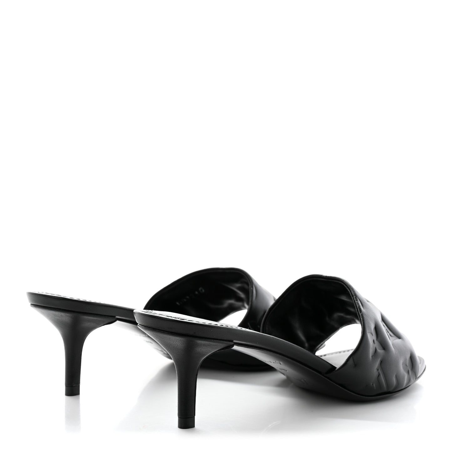 Lambskin Embossed Monogram Revival Mid Heel Mules 38 Black