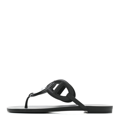 Hermes Rubber Womens Egerie Sandals 37 Black 1 of 9