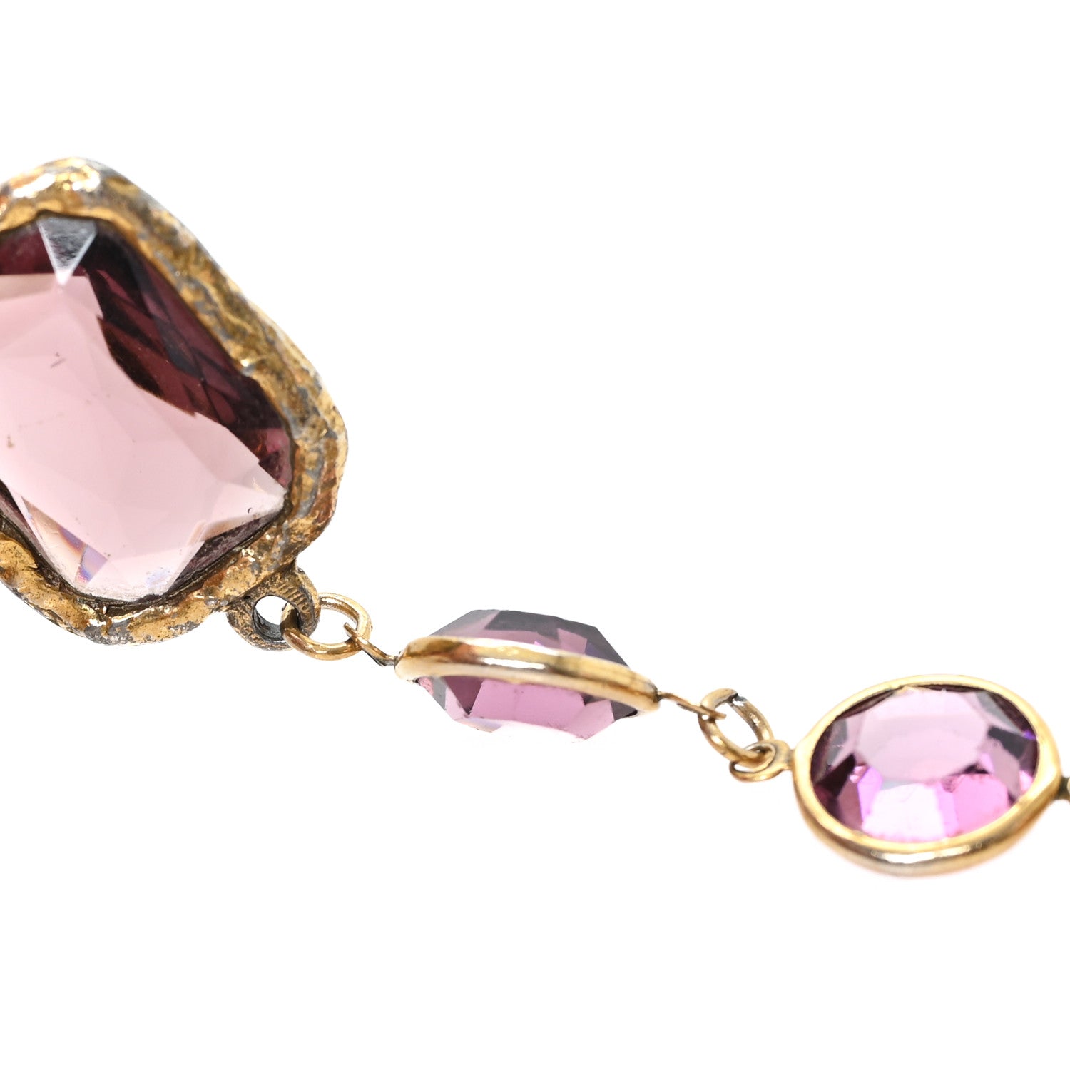 Chanel Swarovski Crystal Chicklet Sautoir Necklace Gold Pink 4 of 6