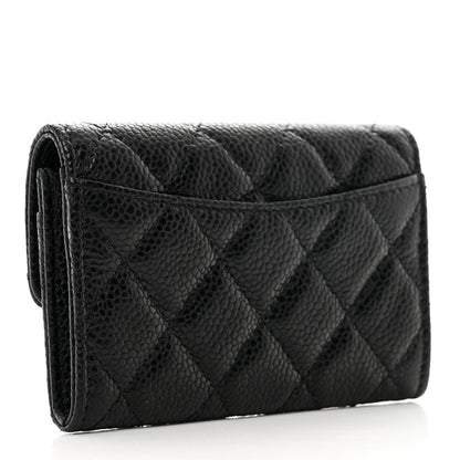 Chanel Caviar Quilted Flap Card Holder Wallet Black 3 of 9