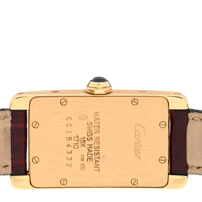 Cartier 18K Yellow Gold Alligator 19mm Tank Americaine Quartz Watch Burgundy 4 of 4