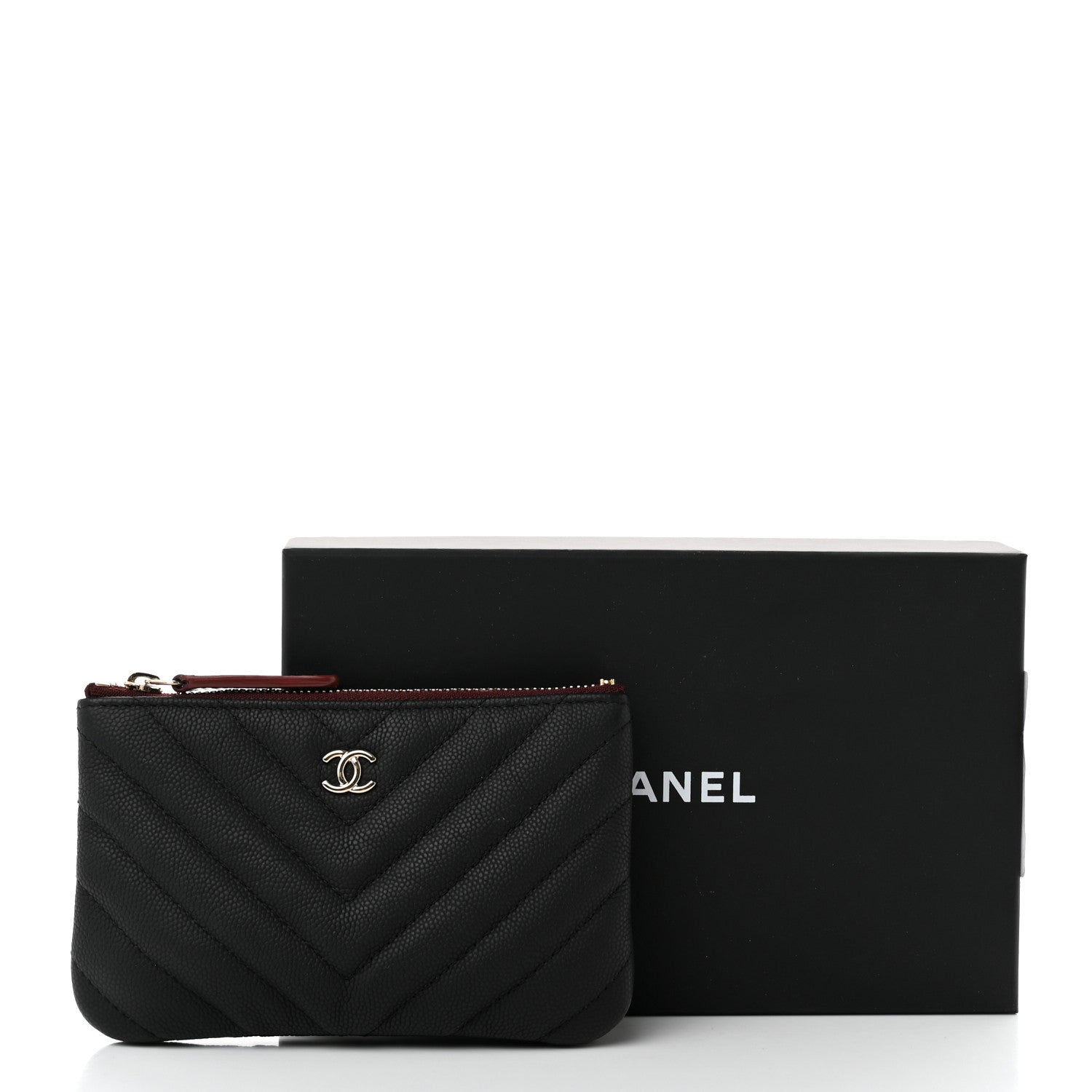 Chanel Caviar Chevron Quilted Small Cosmetic Case Black 8 of 8