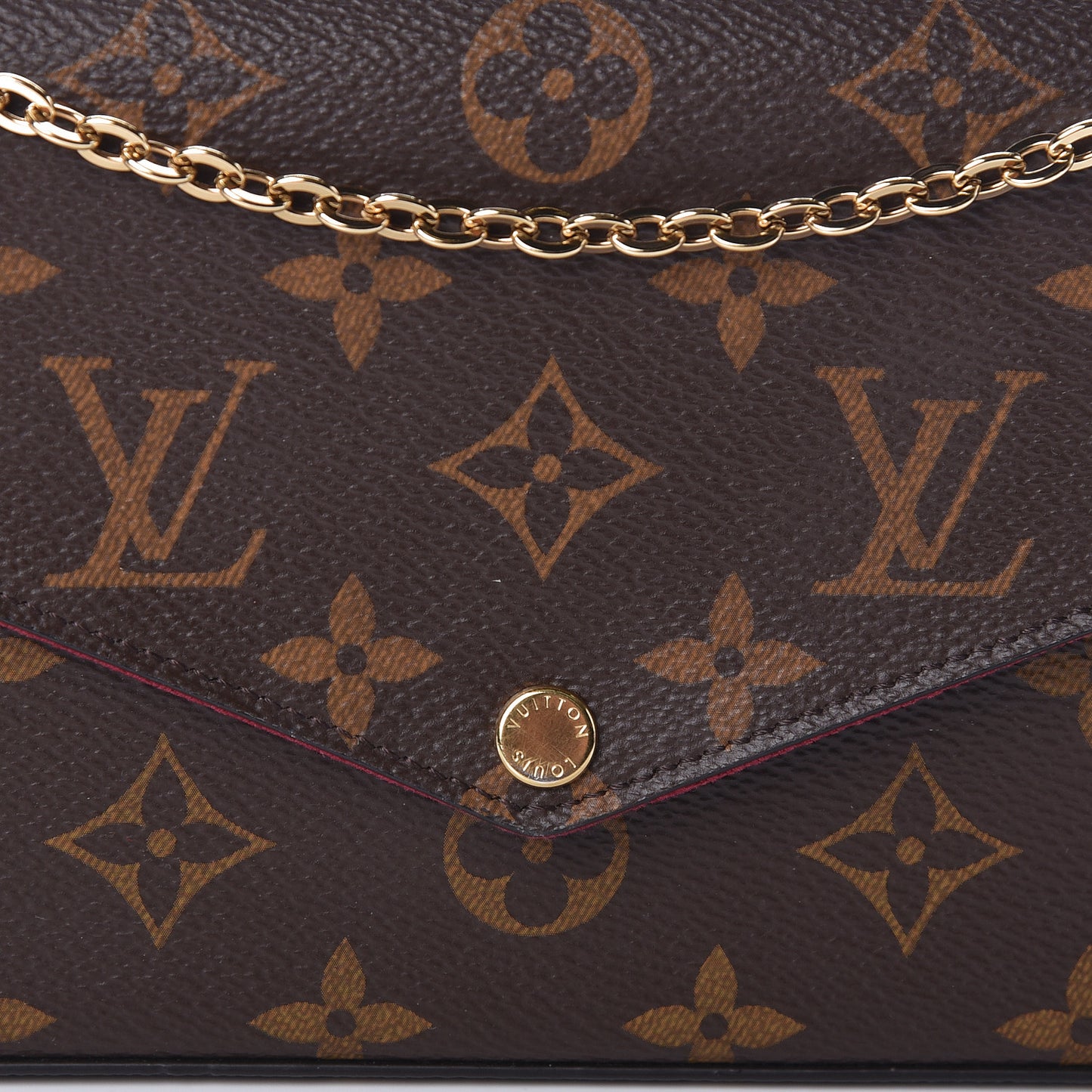 Monogram Pochette Felicie Chain Wallet Fuchsia