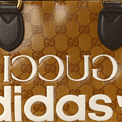 Gucci X ADIDAS Crystal Vintage Monogram Textured Dollar Calfskin Web Trefoil Logo Mini Bowling Bag Mid Natural Nut Off White New Acero 8 of 12