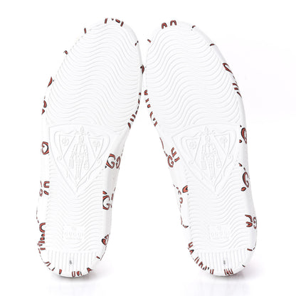 Gucci Calfskin GucciGhost Print Mens Ace Sneakers 8 White Hibiscus Red 5 of 10