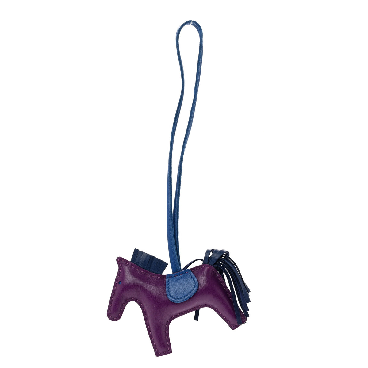Milo Lambskin Grigri Rodeo Horse Bag Charm PM Violet Bleu Saphir Bleu France