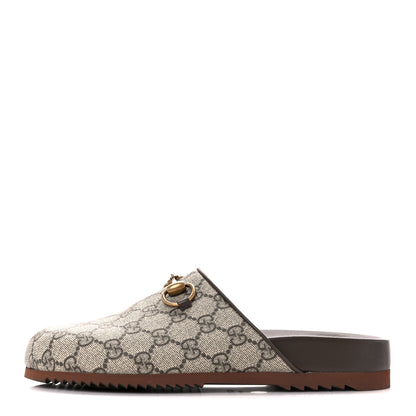 Gucci GG Supreme Monogram Miro Soft Calfskin Womens Horsebit Slippers 37.5 Beige Ebony New Acero 1 of 10