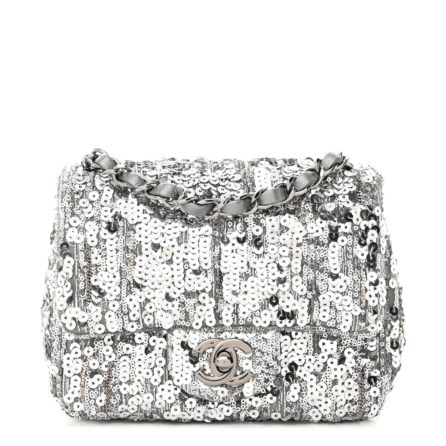 Chanel Sequin Mini Square Flap Silver 1 of 16