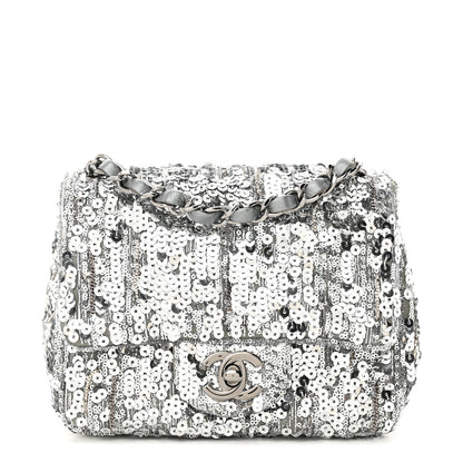 Chanel Sequin Mini Square Flap Silver 1 of 16