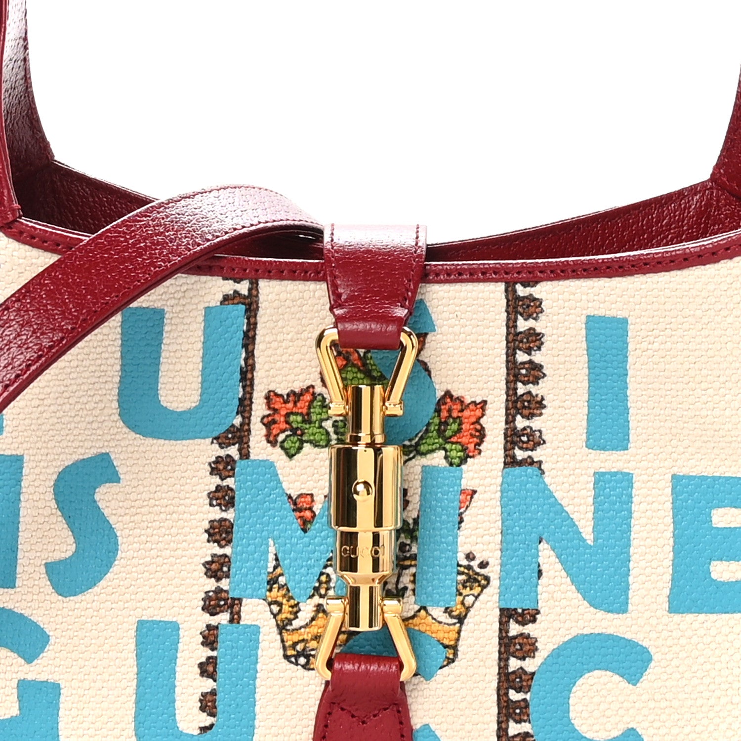 Gucci Canvas Calfskin 100 Centennial Music Small Jackie 1961 Hobo Ivory Red 7 of 9