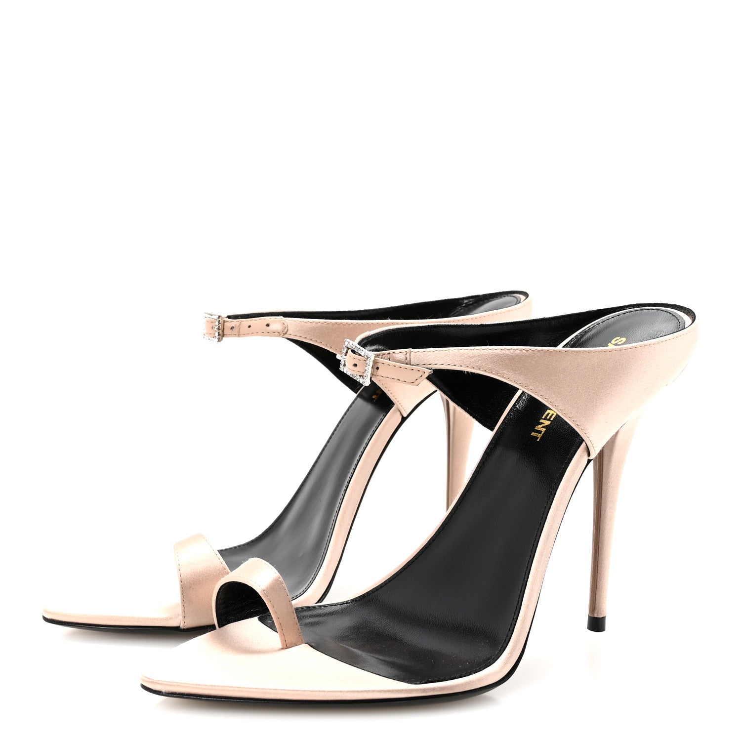 Saint Laurent Crepe Satin Dive 110 Mule Sandals 38.5 38.5 Genuine Nude 4 of 10
