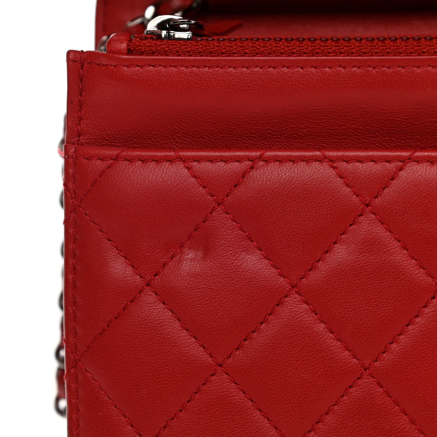 Chanel Lambskin Quilted Boy Wallet On Chain WOC Red 13 of 16