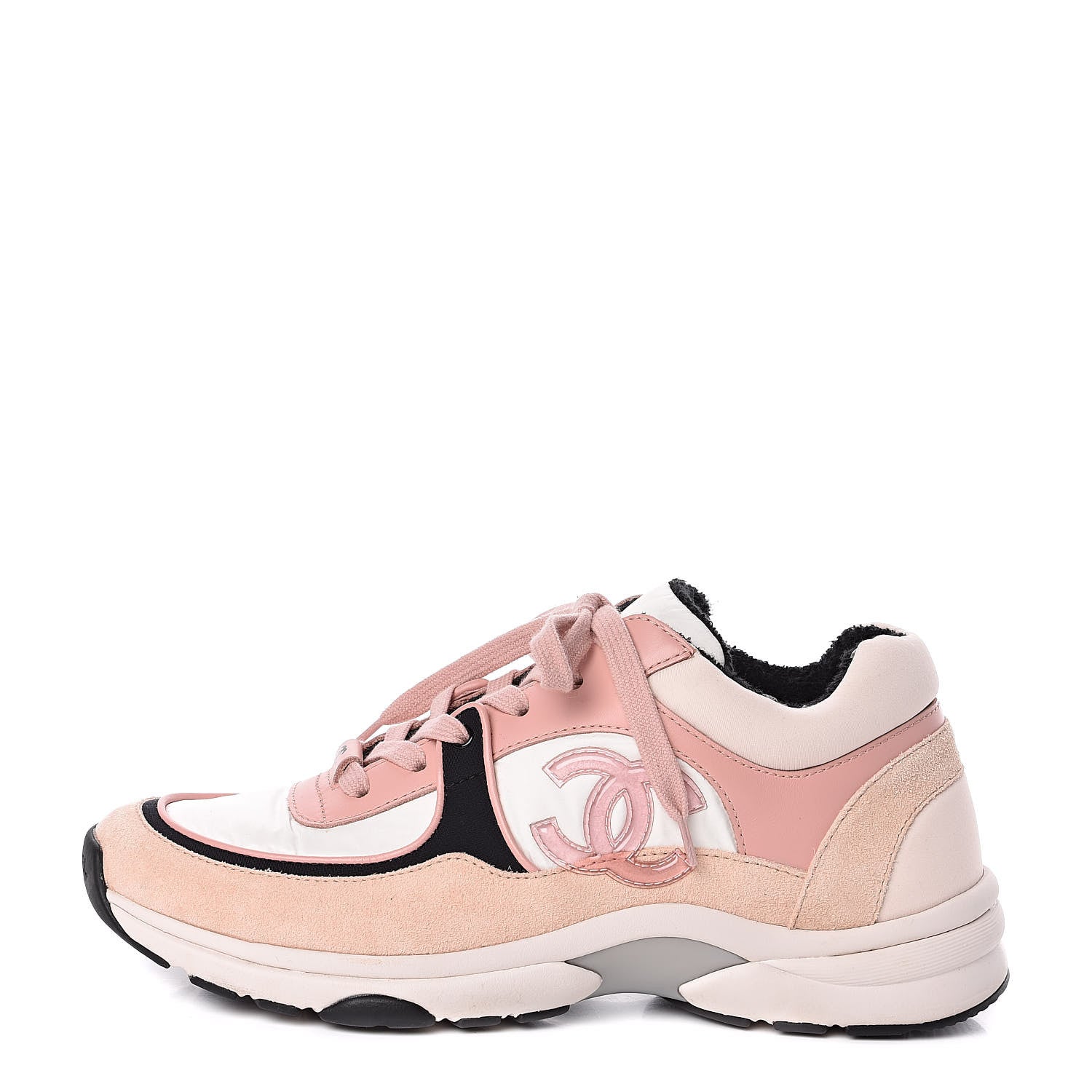 Chanel Nylon Lambskin Suede Calfskin CC Sneakers 39 Pink 1 of 8