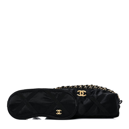 Chanel Nylon Grosgrain Lifestyle Pouch With Sleep Mask Black 1 of 14