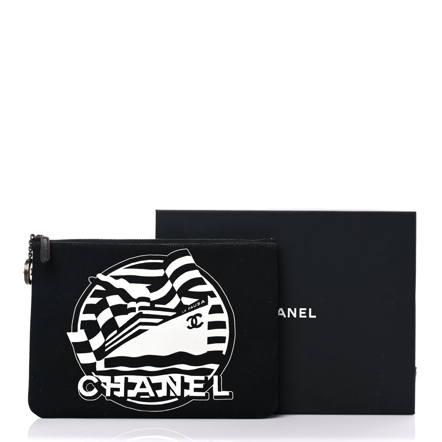 Chanel Canvas La Pausa Large Cosmetic Case Black 10 of 10
