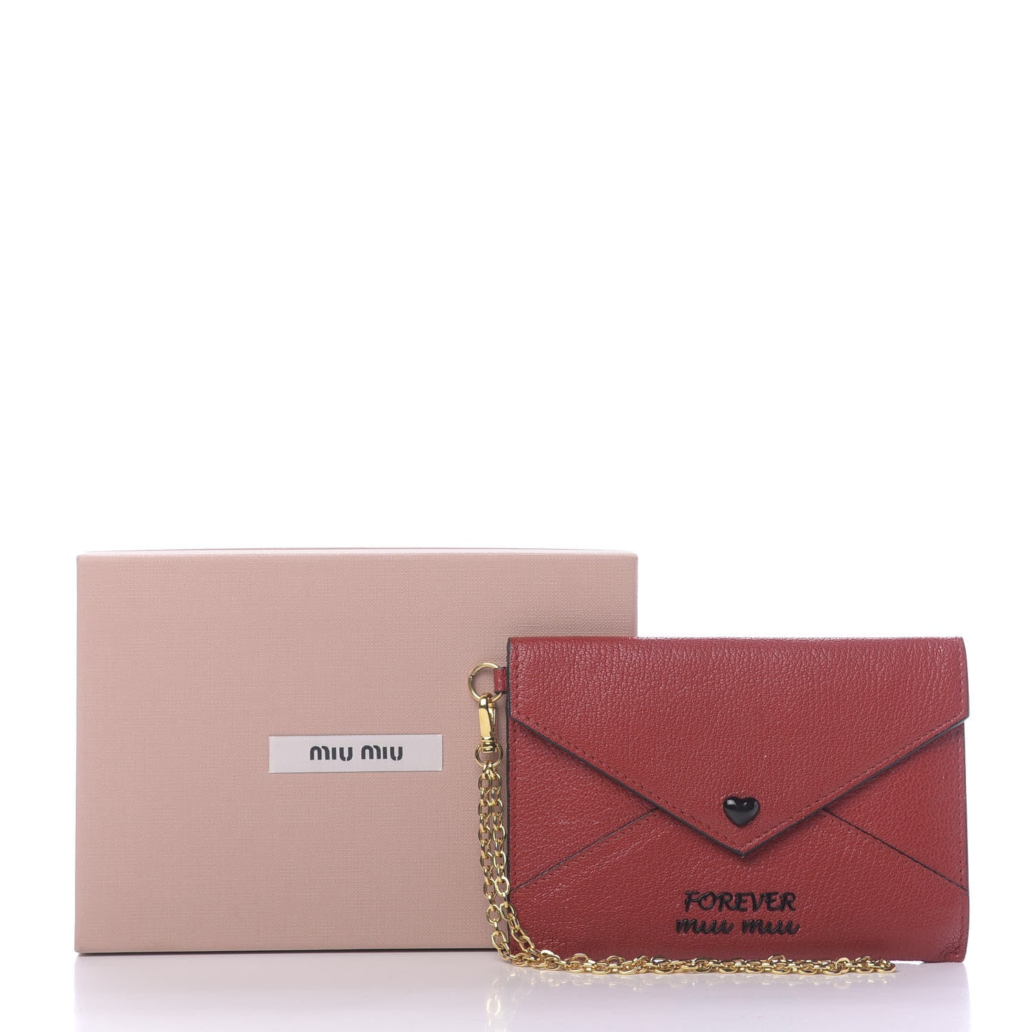 Miu Miu Goatskin Madras Forever Envelope Chain Pouch Rubino 12 of 12