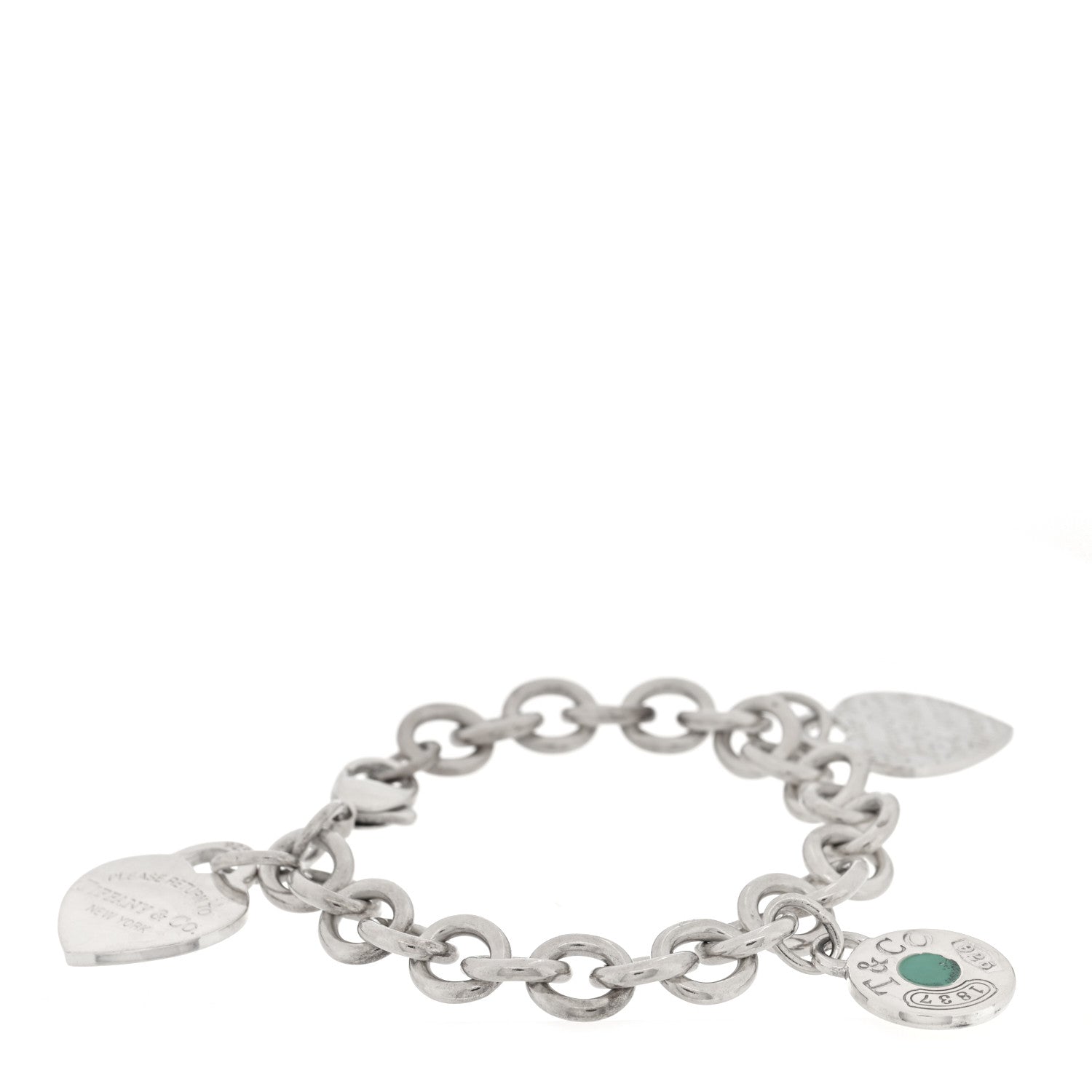 Tiffany Sterling Silver Enamel 3 Charm Bracelet Blue 1 of 3