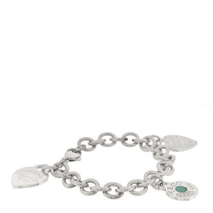 Tiffany Sterling Silver Enamel 3 Charm Bracelet Blue 1 of 3