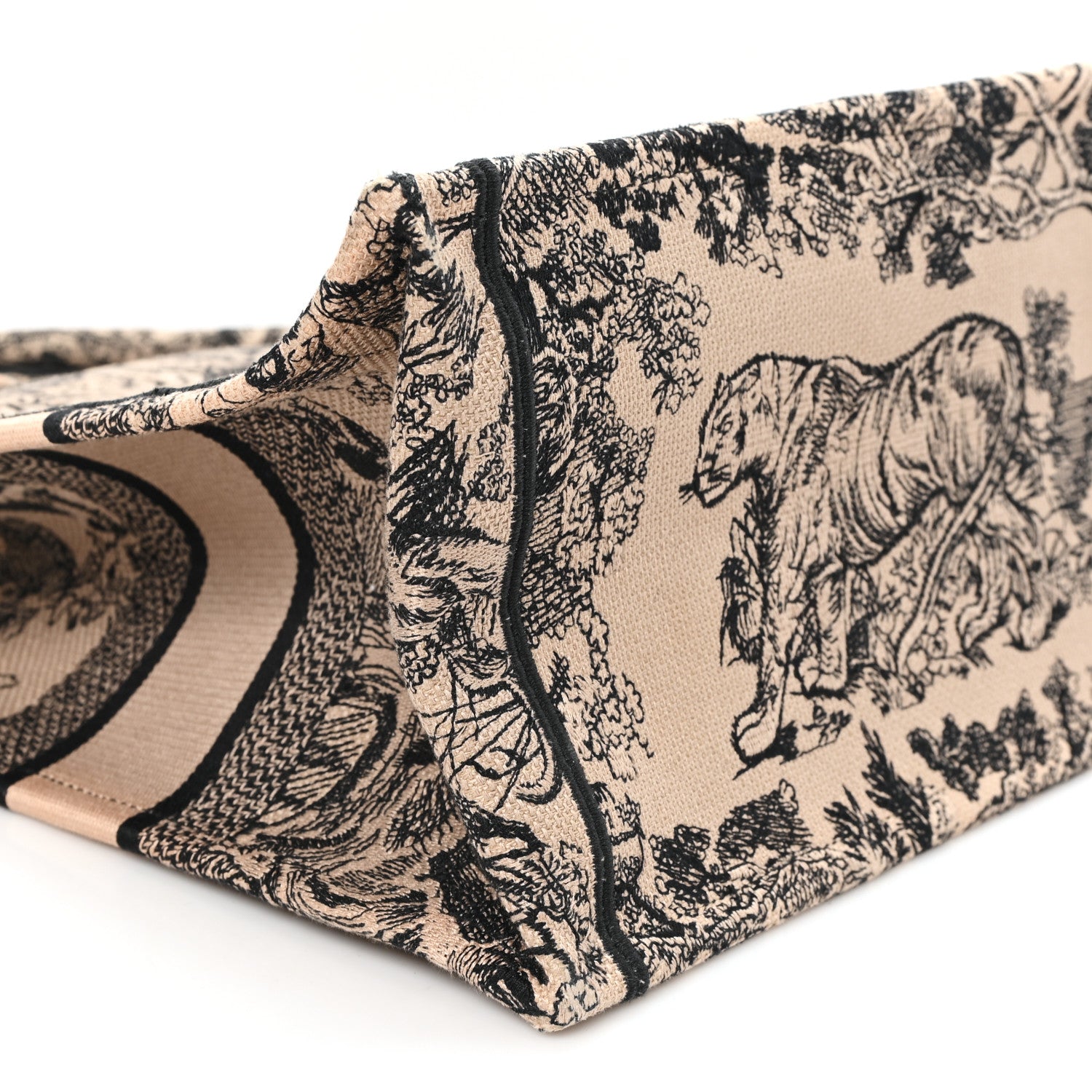 Christian Dior Canvas Embroidered Medium Dioriviera Toile De Jouy Book Tote Black 9 of 12