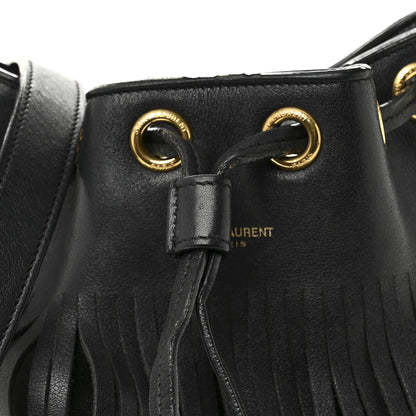 Saint Laurent Calfskin Small Emmanuelle Fringe Bucket Bag Black 8 of 12