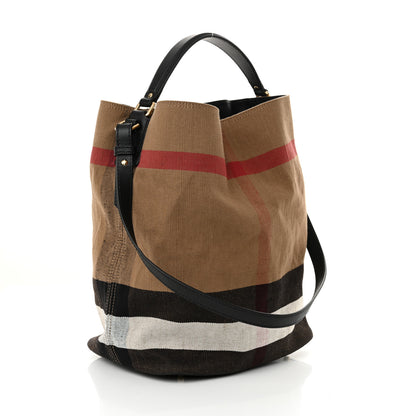 Burberry Canvas Mega Check Medium Ashby Hobo Black 4 of 10