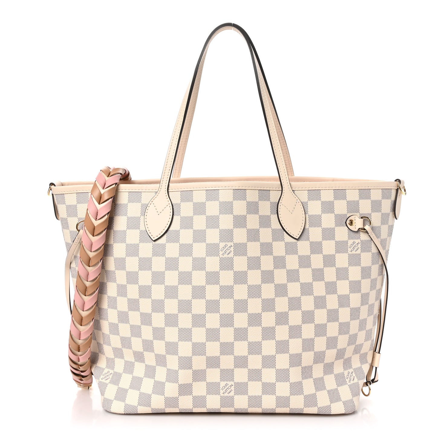 Damier Azur Braided Neverfull MM Pink