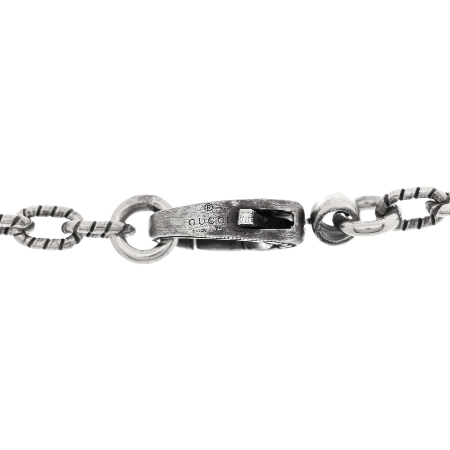 Gucci Sterling Silver Textured Square G Pendant Necklace 4 of 4