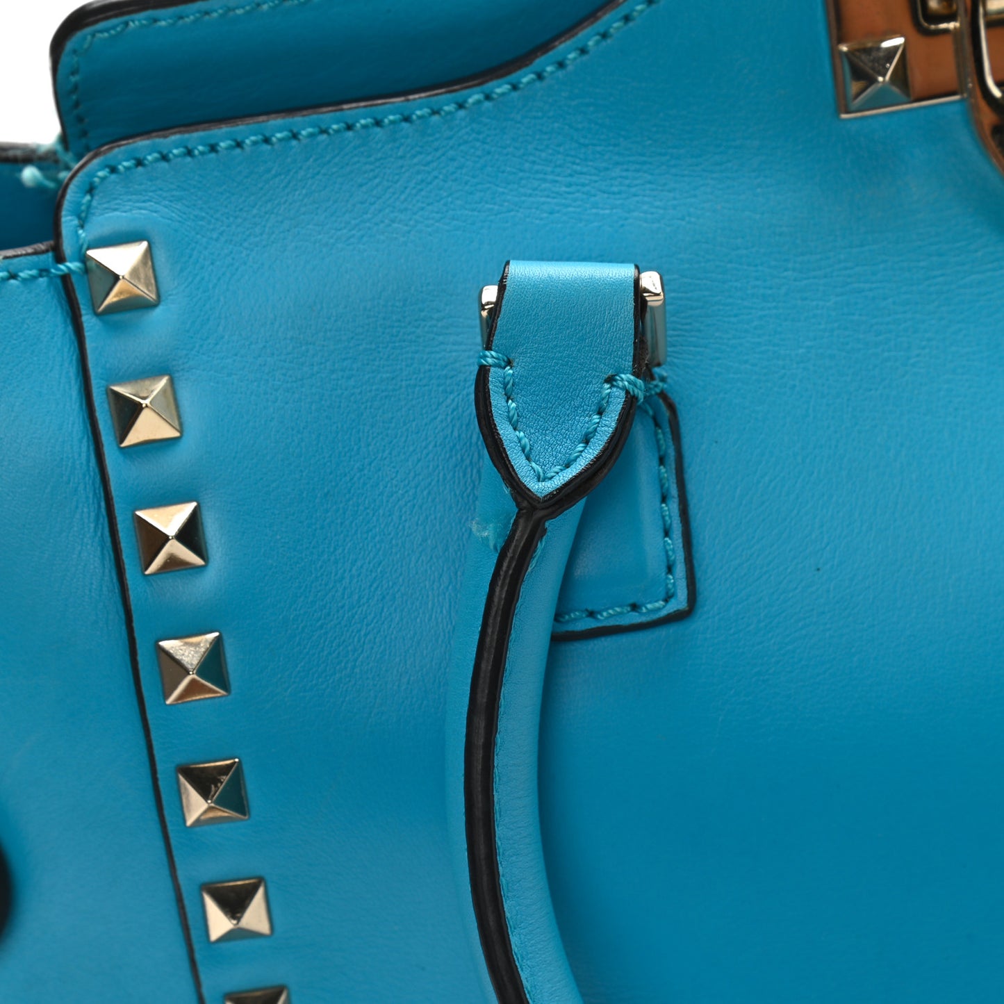 Vitello Small Rockstud Double Handle Tote Parrot