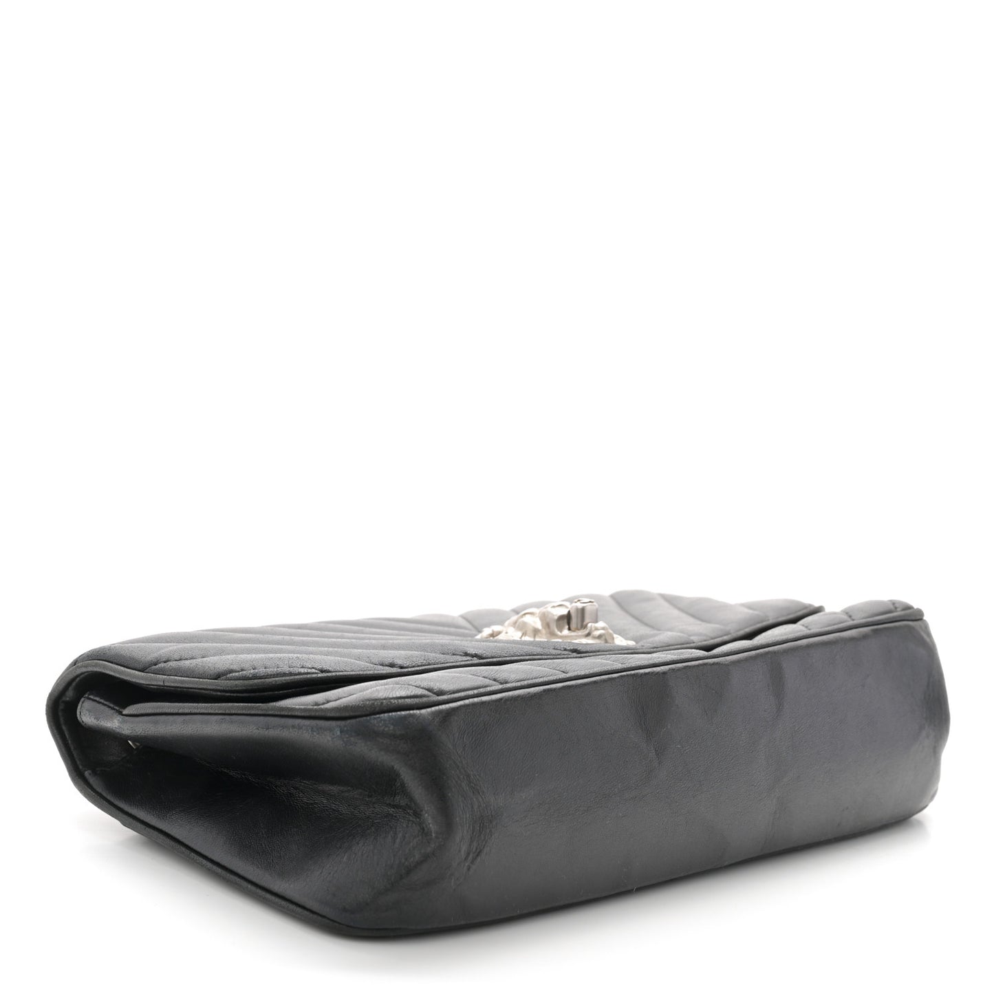 Lambskin Chevron Medium Leo Lion Flap Black