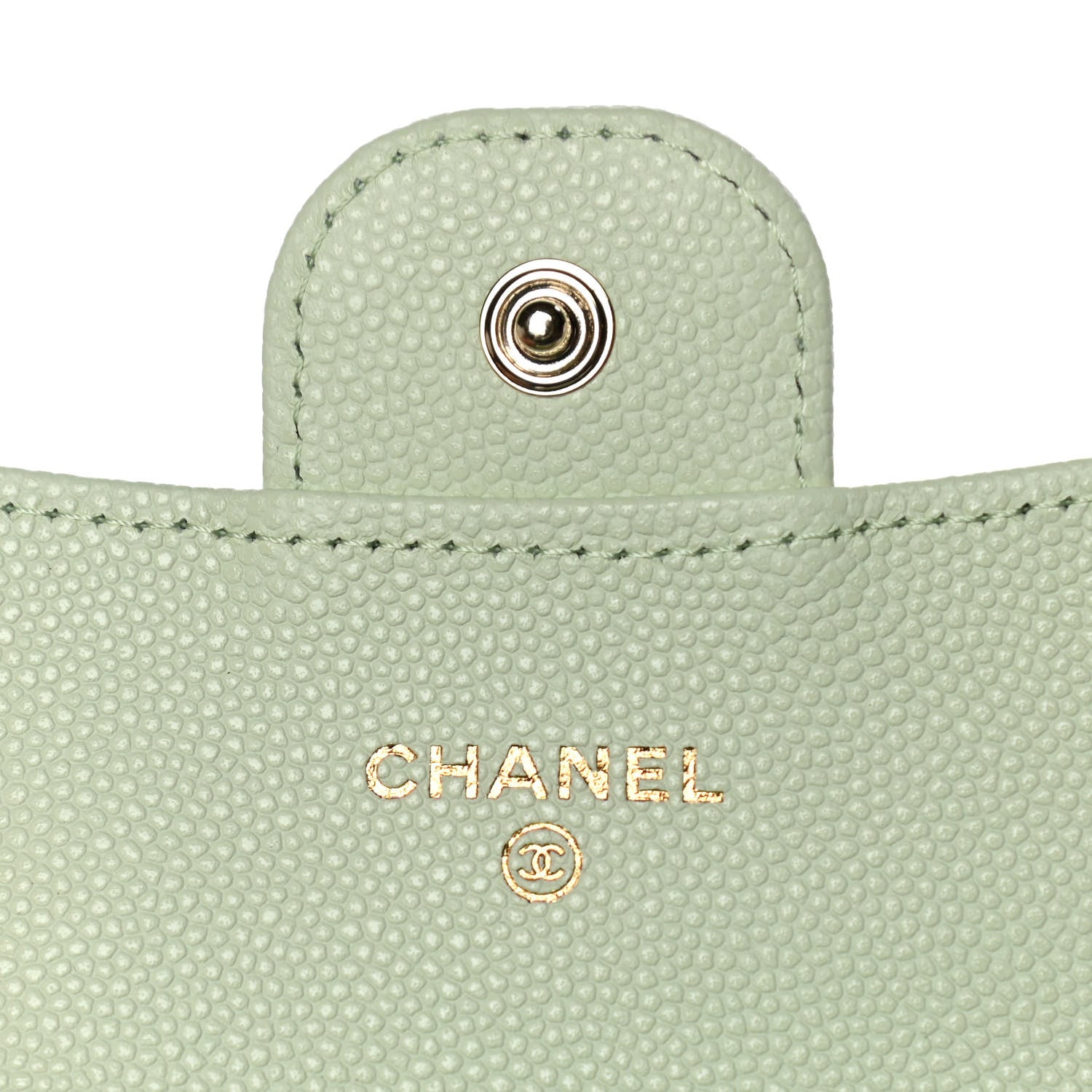 Chanel Caviar Quilted Flap Card Holder Wallet Light Green 8 of 12