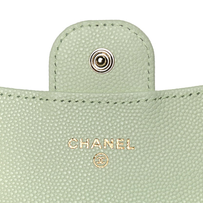 Chanel Caviar Quilted Flap Card Holder Wallet Light Green 8 of 12