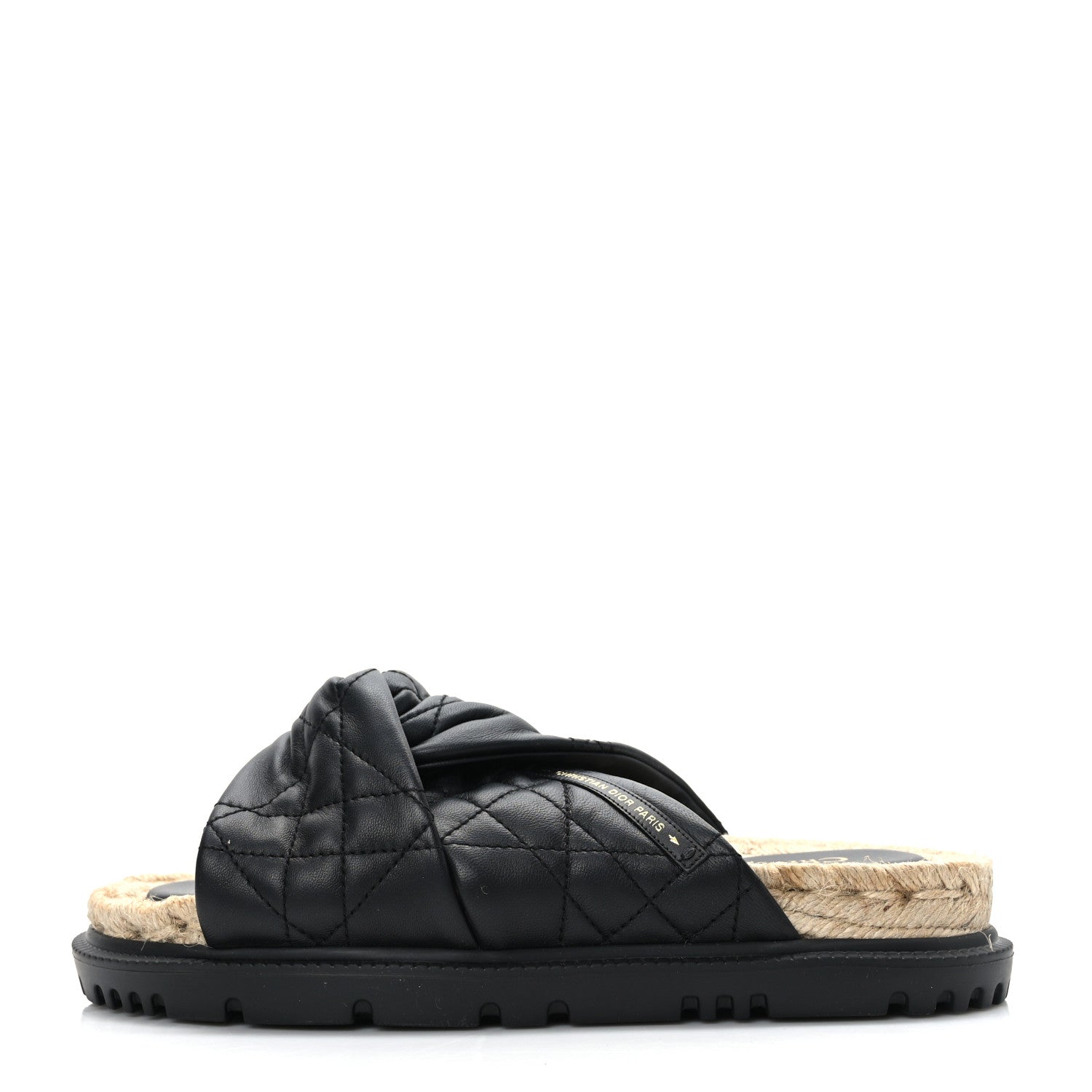 Christian Dior Calfskin Cannage Dtwist Espadrille Platform Sandals 38 Black 1 of 8