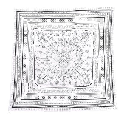 Hermes Cashmere Silk Les Cles Bandana Shawl 140 Gris Chine Black 2 of 6