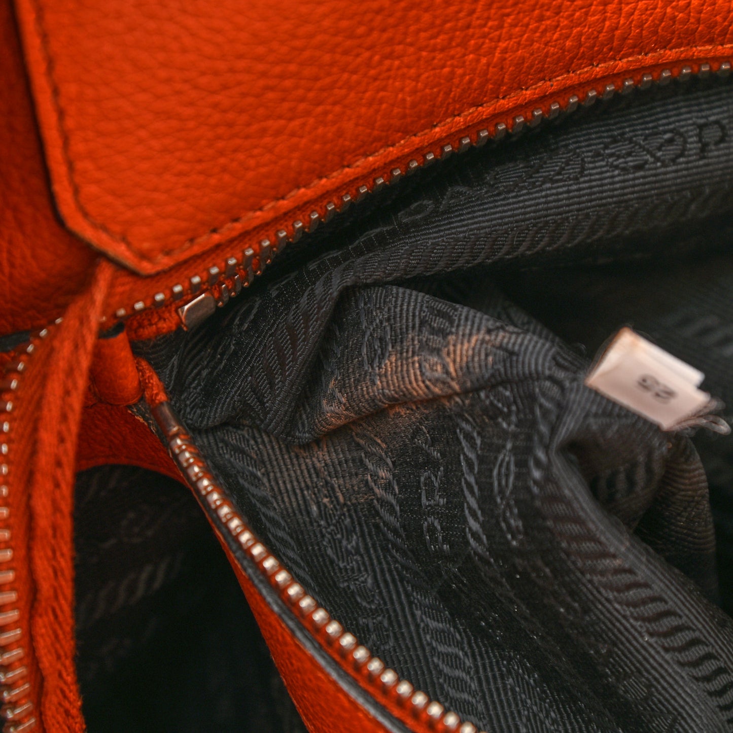 Vitello Phenix Embossed Logo Shoulder Bag Papaya