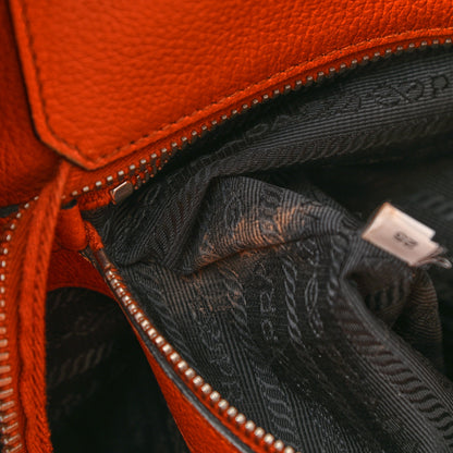 Prada Vitello Phenix Embossed Logo Shoulder Bag Papaya 12 of 14
