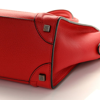 Celine Drummed Calfskin Micro Luggage Red 5 of 9