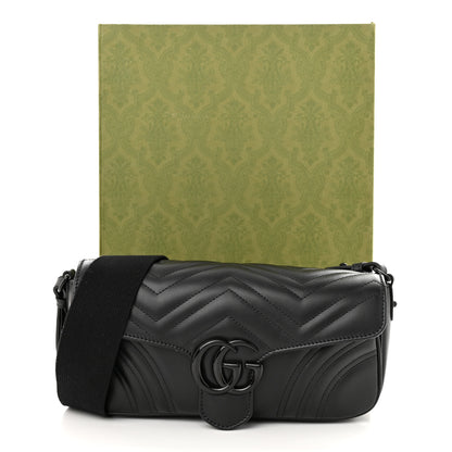 Gucci Calfskin Matelasse Monochrome GG Marmont Crossbody Shoulder Bag Black 12 of 12
