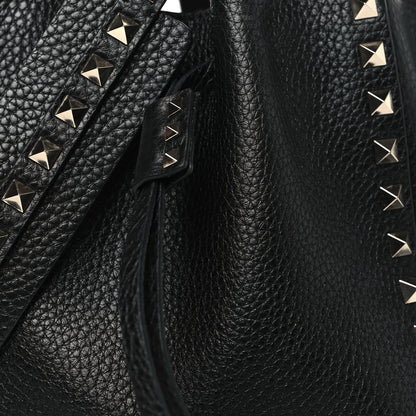 Valentino Garavani Grained Calfskin Rockstud Bucket Bag Black 7 of 9