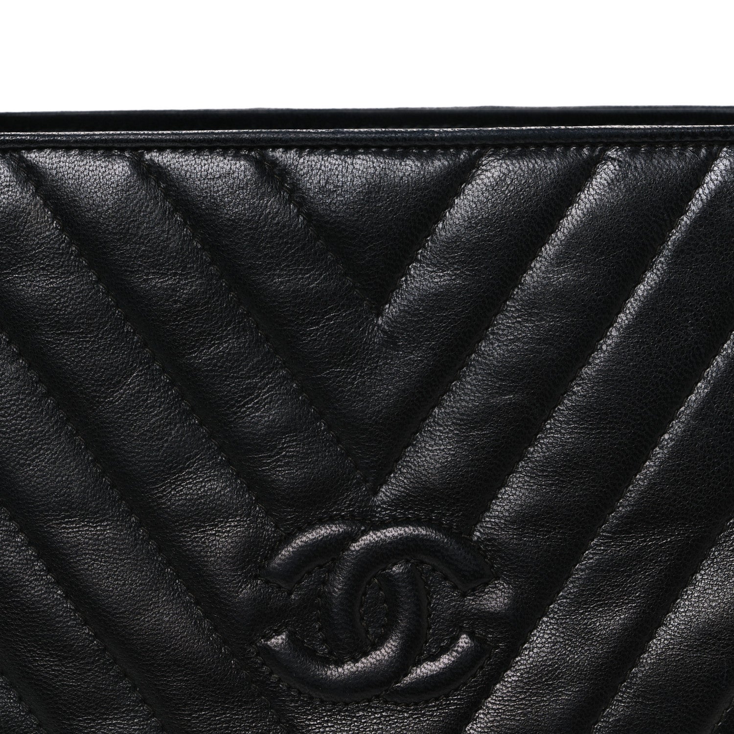 Chanel Lambskin Chevron Quilted Top Handle Tote Bag Black 9 of 11
