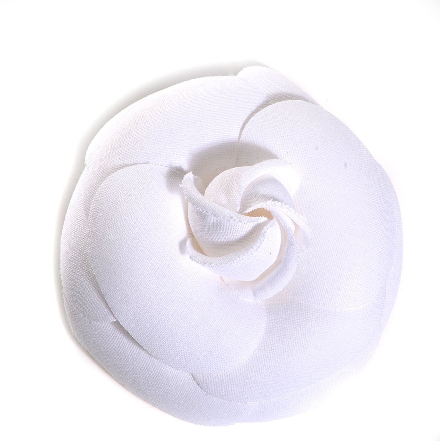 Crepe Satin Large Camellia Pin Brooch White