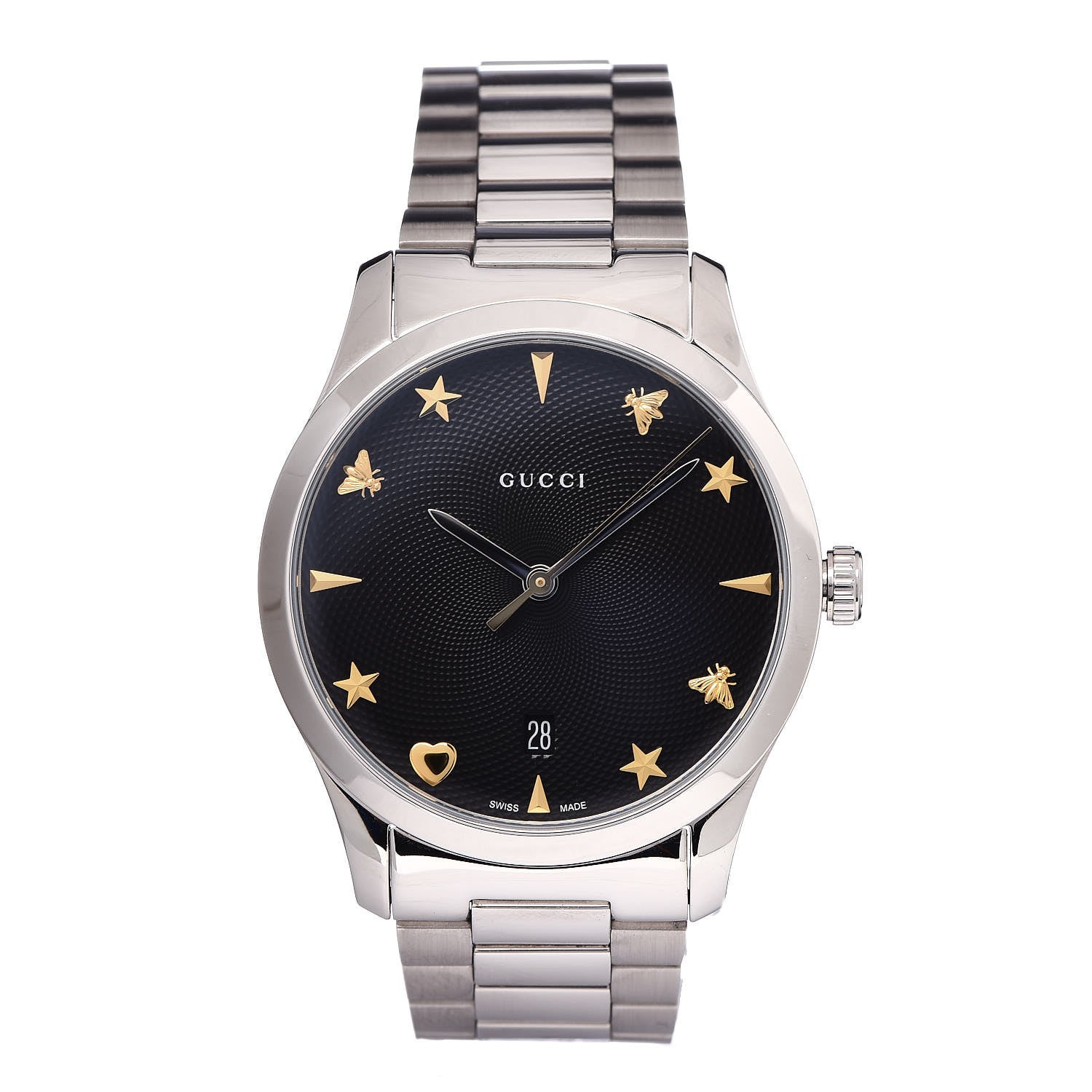 Gucci Stainless Steel 38mm G-Timeless Charm Quartz Watch Black 1 of 6