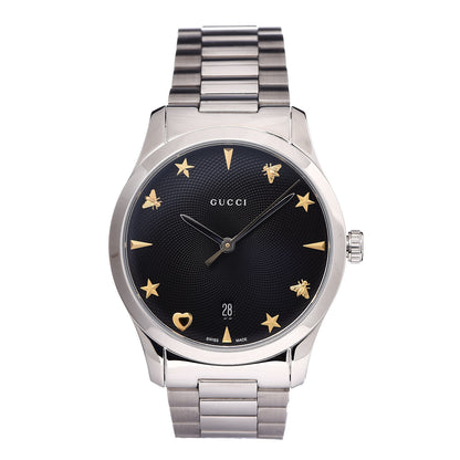 Gucci Stainless Steel 38mm G-Timeless Charm Quartz Watch Black 1 of 6