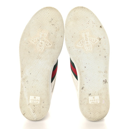 Gucci Calfskin Embossed GG Monogram Web Womens Screener Sneakers 39 White Green 6 of 9