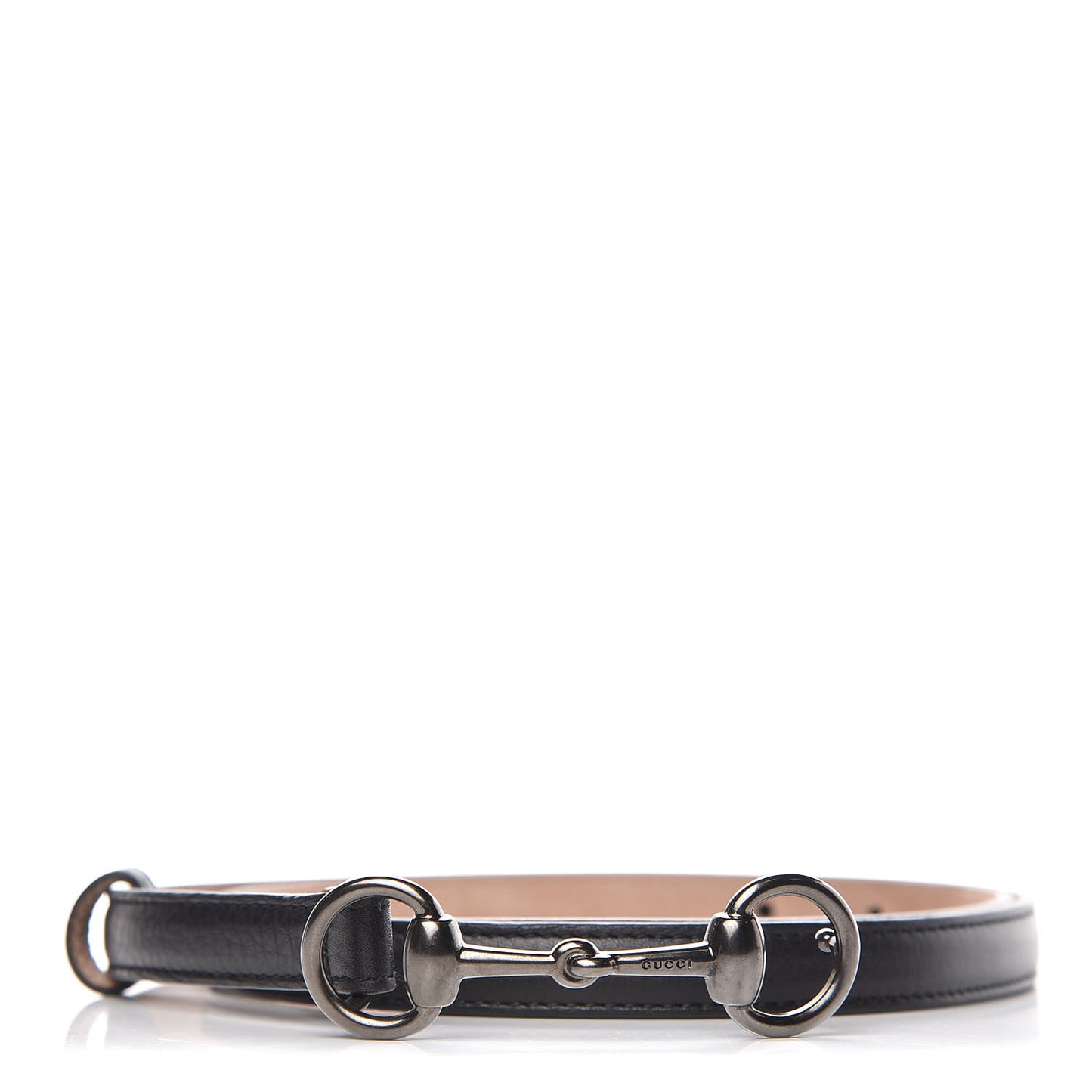 Calfskin Horsebit Skinny Belt 85 34 Black